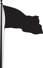 A Solitary Flag Fluttering in the Wind Silhouette Against a Clean White Background Symbolizing Patriotism and National Identity