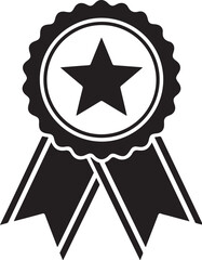 Monochrome Star Award Ribbon Badge Emblematic Illustration Achievement and Recognition Graphic Depiction of a Symbol of Excellence