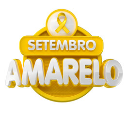Label Yellow September Campaign Typography with Ribbon In Brazilian Portuguese 3d render 