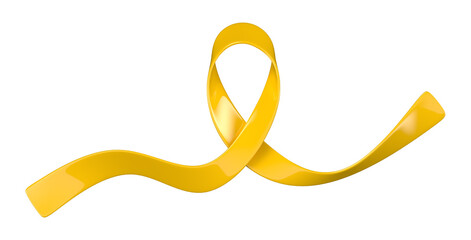 Yellow Awareness Ribbon for Suicide Prevention 3d render with transparent background