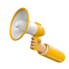 Hand Holding Yellow Megaphone for Suicide Awareness 3d render