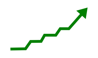 Green upward zigzag arrow