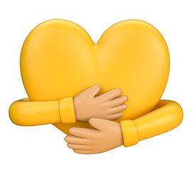 Hugging Heart Representing Emotional Support 3d render with transparent background