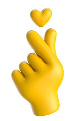 Yellow Finger Heart Sign for Life Awareness 3d render