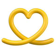 Curved Yellow Heart Ribbon for Suicide Awareness 3d render