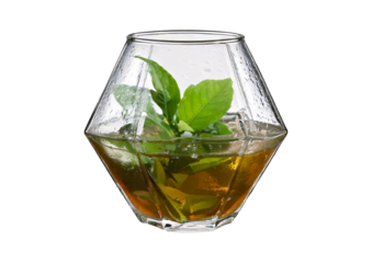 Refreshing cold beverage in a clear cup on display. isolated on transparent or white background