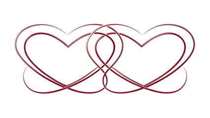 Two Intertwined Hearts Symbolizing Love and Connection on Transparent Background