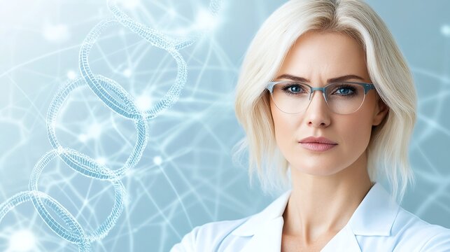 Confident Scientist with Glasses in Laboratory Setting Focused on Research - Powered by Adobe