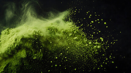 Exploding Green Matcha Powder Artistic Rendering