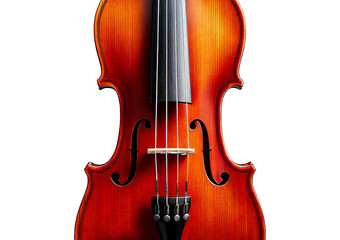 A close up of a violin isolated on transparent or white background
