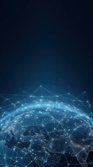 Sci-Fi Earth Background: AI Data Flow and Global Internet Peer-to-Peer Exchange Concept Illustration for Tech Presentations and Education
