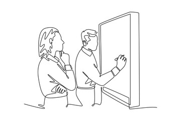 Brainstorm concept. Single line draw design. Vector graphic illustration