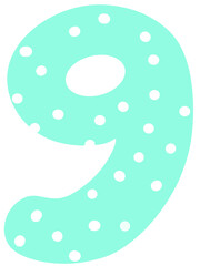 Green number with white dot zero to nine