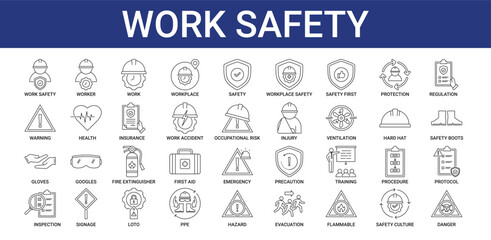 Work safety icon set collection