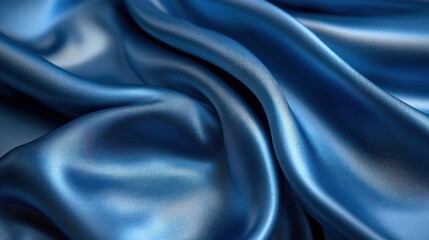 Obraz premium Cerulean cascade: a mesmerizing flow of silky fabric in the studio setting