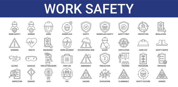 Work safety icon set collection