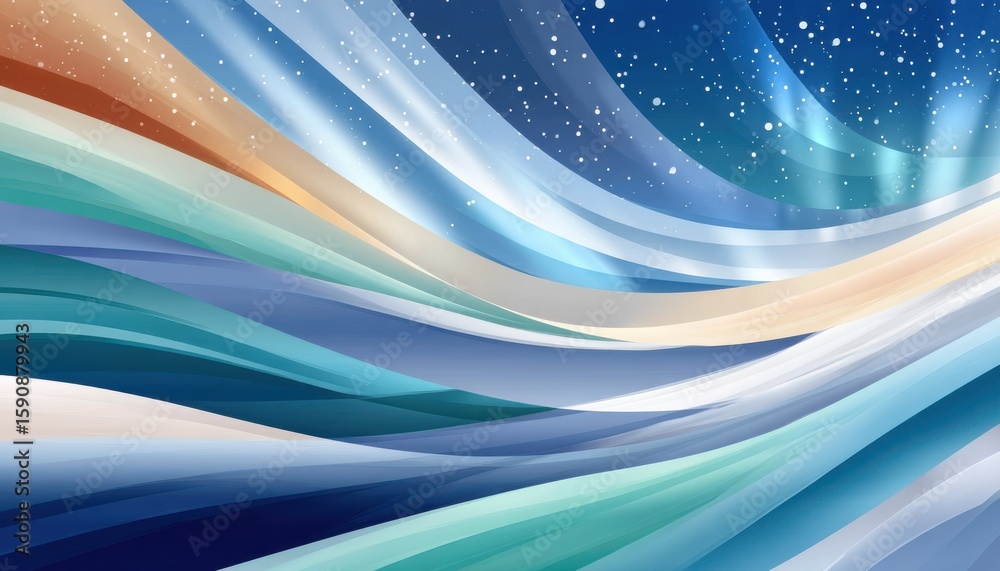 Poster abstract pattern with fluid light rays and starry elements