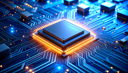 Close-up of a Central Processing Unit on a Circuit Board