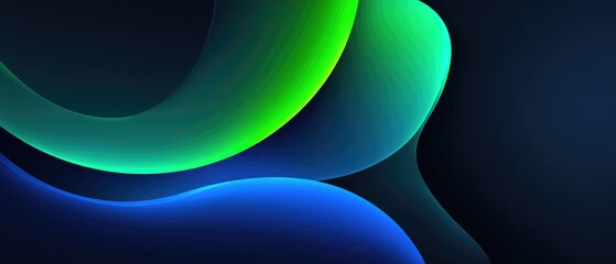 Abstract design with vibrant green and blue flowing shapes