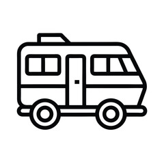 Camper Van Outline Vector Illustration