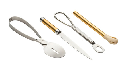 Elegant Serving Utensils Stainless Steel and Gold Accents for Formal Dining.