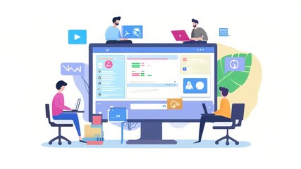 Team Collaboration and Digital Workspace Concept Depicting Modern Business Operations and - Powered by Adobe