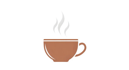 Steaming brown coffee cup with three wisps of white vapor rising upwards.
