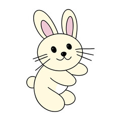 재미있고 귀여운 노란 토끼 일러스트