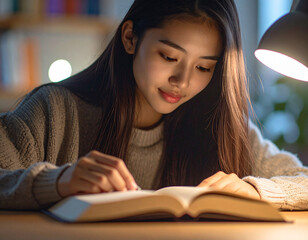 勉強をする若い女性/
young woman studying