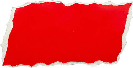 piece of red cardboard paper tear isolated on black background