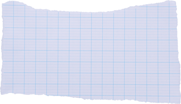 piece of lined graph paper tear isolated on white background