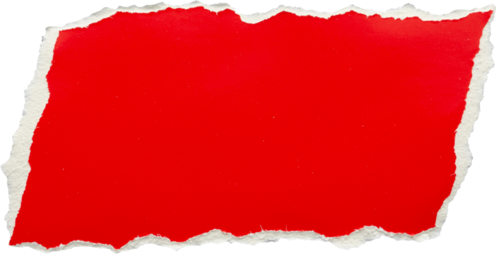 piece of red cardboard paper tear isolated on black background