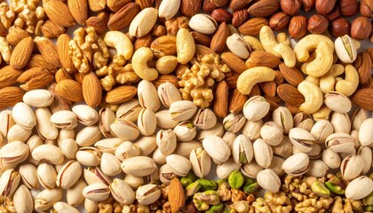 Fototapeta premium Assorted Nuts Collection Featuring Healthy Snack Options and Varieties