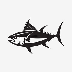 Naklejka premium black fish vector illustration, silhouette of a fish vector, logo fish illustration