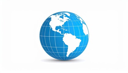 Fototapeta premium Blue Globe with World Map on a White Background for Global Concepts
