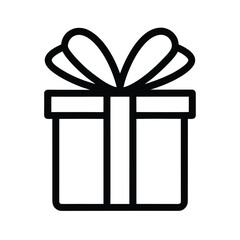 Gift Box With Ribbon Outline Vector Illustration