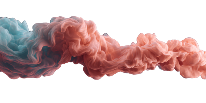 Abstract smoke plume of pink and blue ink in water on black background Concept of color burst, fluid dynamics, and artistic design