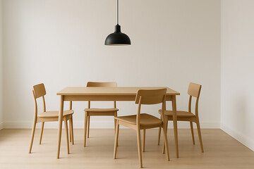 A minimalist Scandinavian dining area where functionality meets clean lines. 