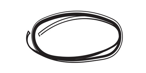 Rough, hand-drawn circle graphic element. Ideal for highlighting, emphasizing text or images.  High-resolution vector.