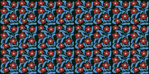 Hand drawn cute flowers, seamless patterns with floral for fabric, textiles, clothing, wall art, wallpaper, cover, banner, poster, interior decor, natural backgrounds.