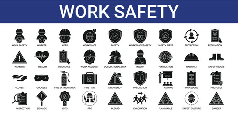 Work safety icon set collection
