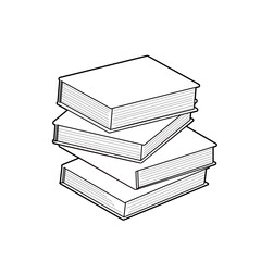 積み重なった本の線画イラスト