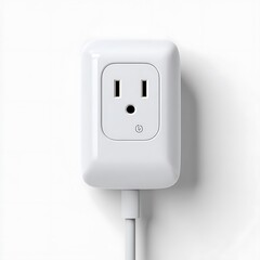 White electrical outlet with power symbol and cord