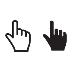 Two cursor icons showing a pointing finger in outline and solid black
