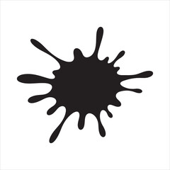Obraz premium A black splatter shape with many jagged edges on a white background