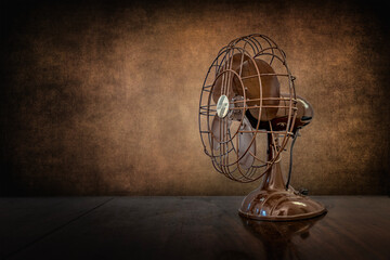 Horizontal Image of an Antique Four Blade Fan presented in Color