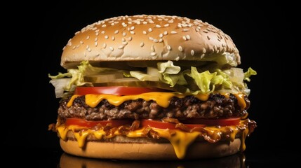 Delicious double cheeseburger with melted cheese and fresh toppings.