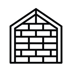 Brick Wall Outlined Icon Vector Illustration