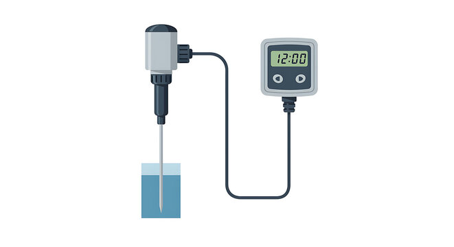 Digital Thermometer Flat Art Isolated on White Background