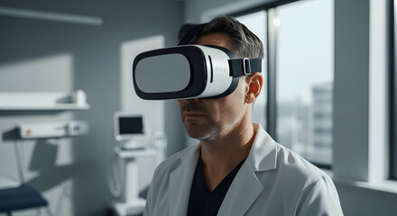 Doctor using VR headset in hospital 1.